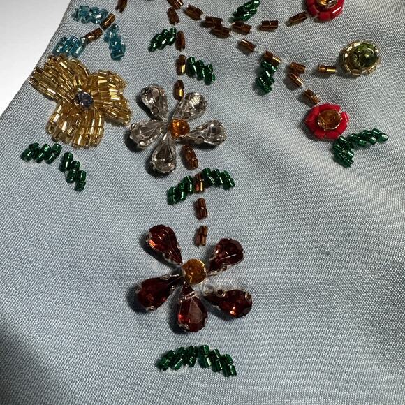 Mac Duggal Ieena Beaded Cap Sleeve V-Neck A Line Gown Dress Size 14 French‎ Blue - Picture 11 of 14